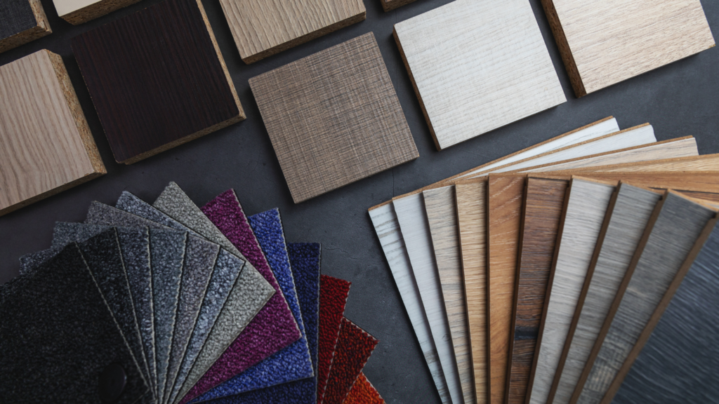 samples of luxurious fabrics and materials for home interior