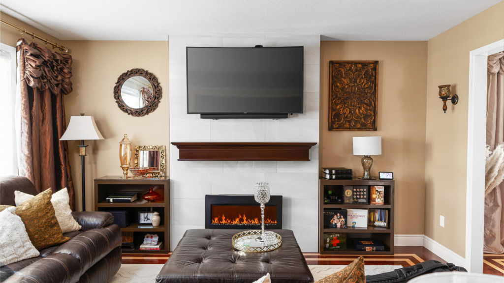 Fireplace area as a gathering spot