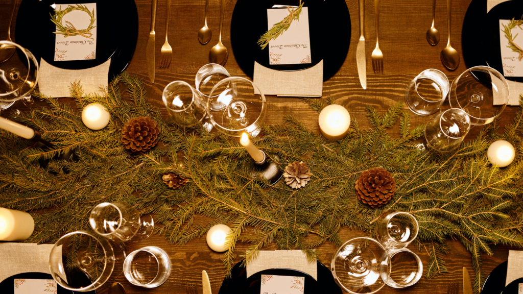 Christmas-Themed Dinner Table