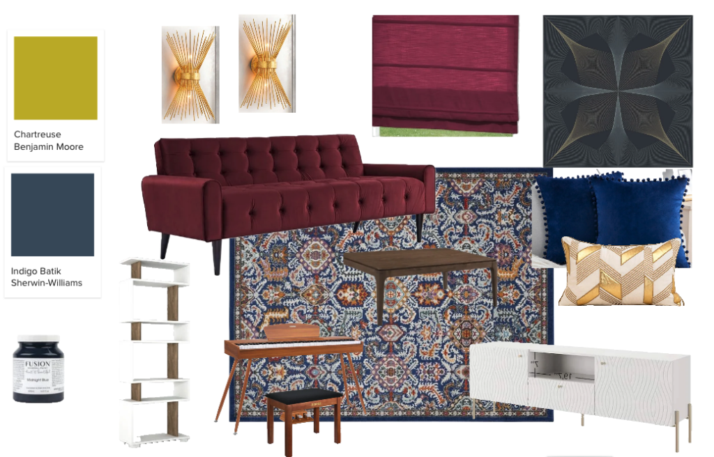 Living Room Mood Board- Bold Art Deco