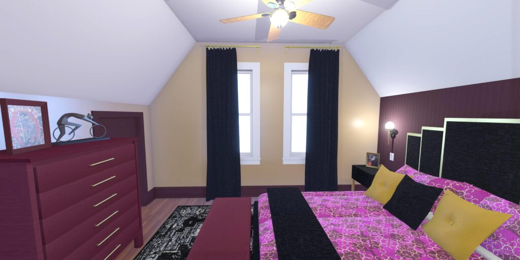 Master Bedroom Rendering - Bold art Deco