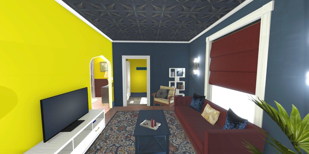 Living Room Rendering - Bold Art Deco and Colours