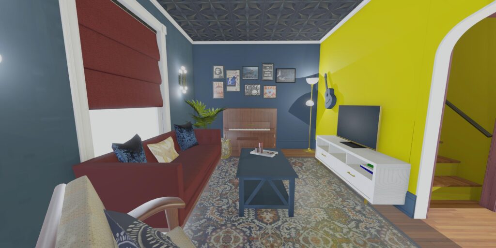 Living Room Rendering - Bold Art Deco